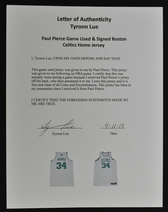 Paul Pierce 2008-09 Boston Celtics Game Used Signed Jersey JSA COA