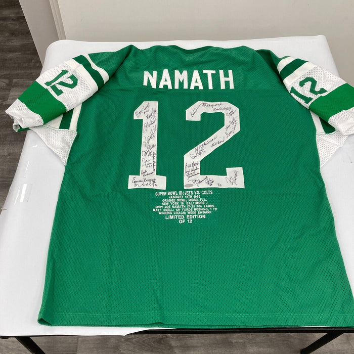 1969 New York Jets Super Bowl Champs Team Signed Jersey Joe Namath JSA COA