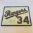 Nolan Ryan Signed 14x18 Texas Rangers Jersey Number Display With Ryan COA