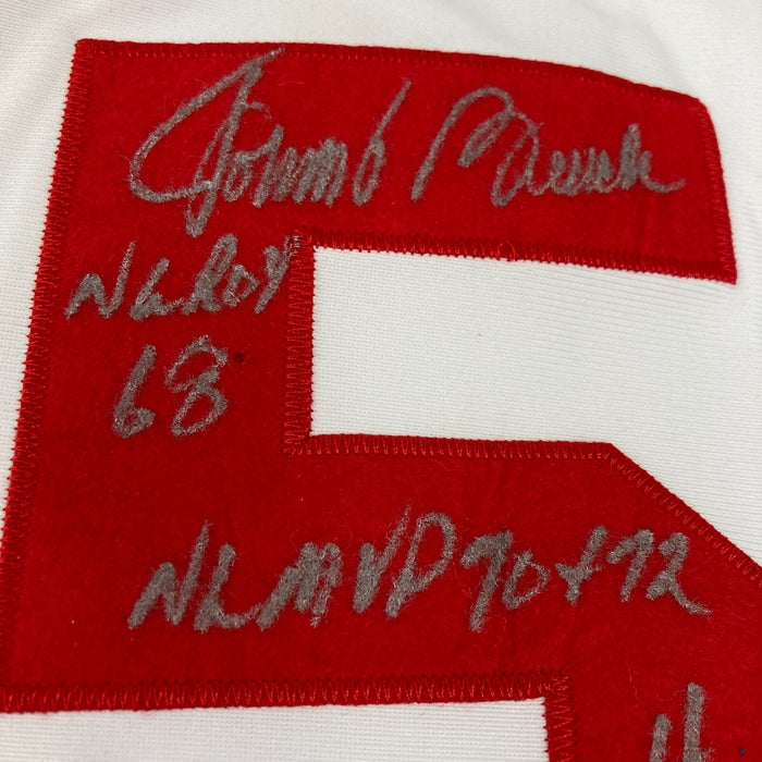 Johnny Bench Signed Inscribed Cincinnati Reds STAT Mitchell & Ness Jersey JSA