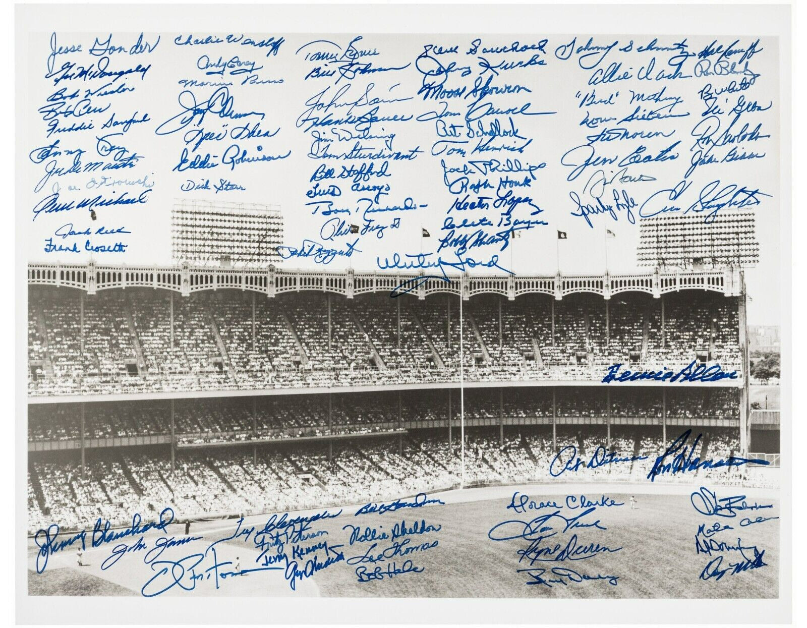 New York Yankees Legends Team Signed Yankee Stadium 16x20 Photo With 70+ Sigs!