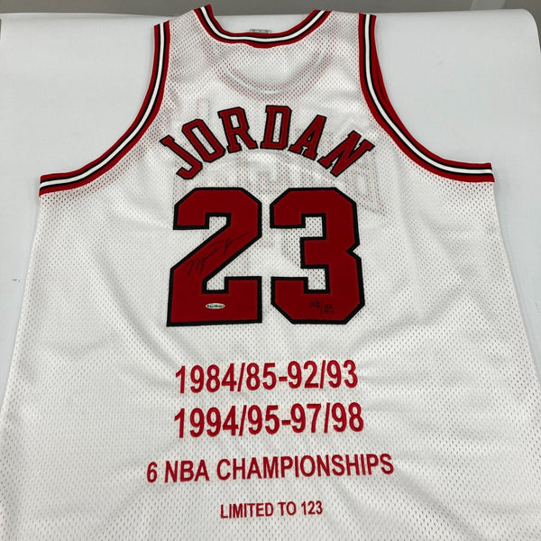 Michael Jordan Signed 1997-98 Pro Cut Chicago Bulls 6X Champs Jersey UDA