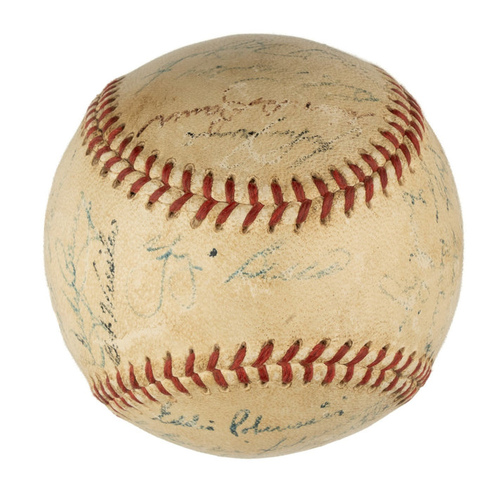 1955 New York Yankees American League Champs Team Signed Baseball JSA