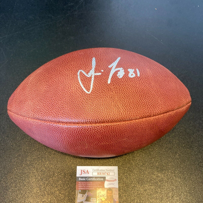 Amani Toomer Keith Elias Stephen Baker Signed Game Used NFL Wilson Football JSA