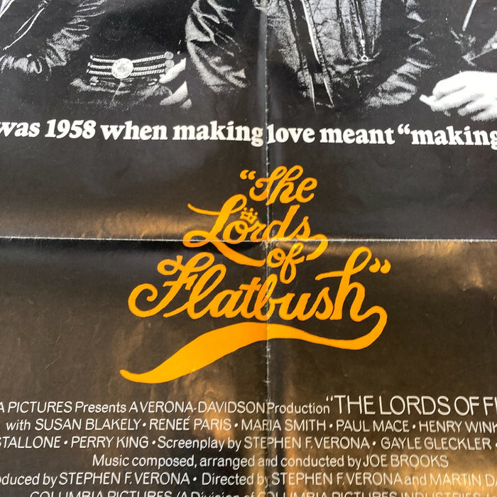 Sylvester Stallone Signed The Lords Of Flatbush 27x41 Original Movie Poster JSA