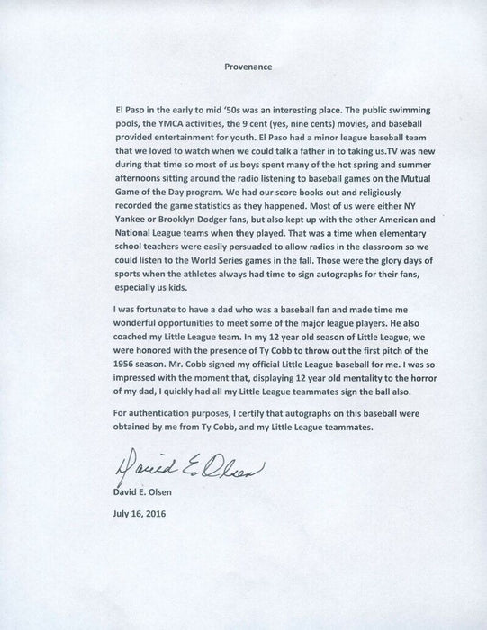 Stunning Ty Cobb Signed Autographed Baseball PSA DNA COA