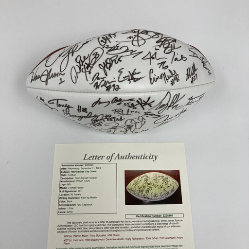 1999 Kansas City Chiefs Team Signed Football Warren Moon & Tony Gonzalez JSA COA