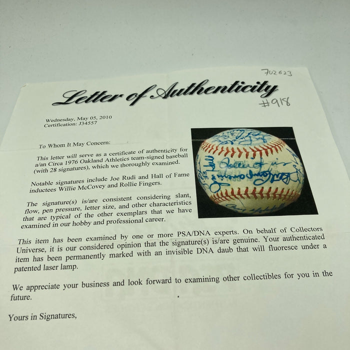 1976 Oakland A's Athletics Team Signed American League Baseball PSA DNA COA