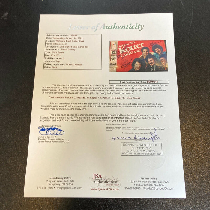John Travolta Welcome Back Kotter Cast Signed 1976 Vintage Game JSA COA