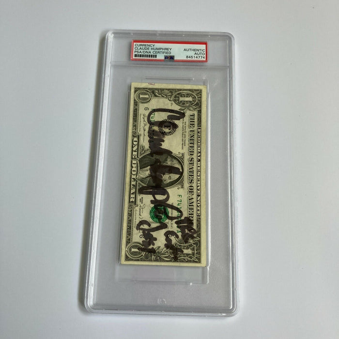 Claude Humphrey Signed Autographed $1 One Dollar Bill PSA DNA COA NFL