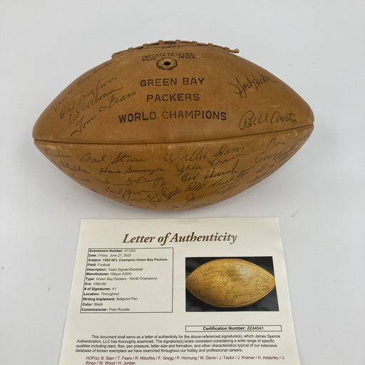 1962 Green Bay Packers NFL Champs Team Signed Football JSA COA