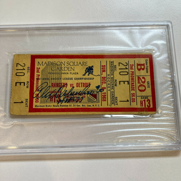 Alex Delvecchio Signed 1968 NHL Stanley Cup Ticket PSA DNA New York Rangers HOF