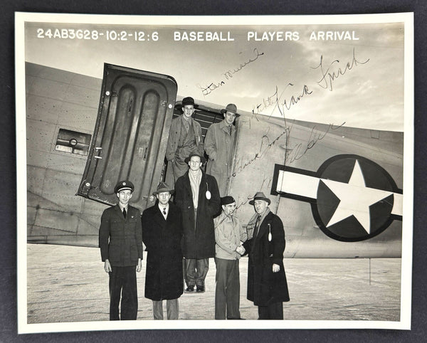 Stan Musial & Frankie Frisch Signed 1943 USO Tour World War 2 Original Photo BAS