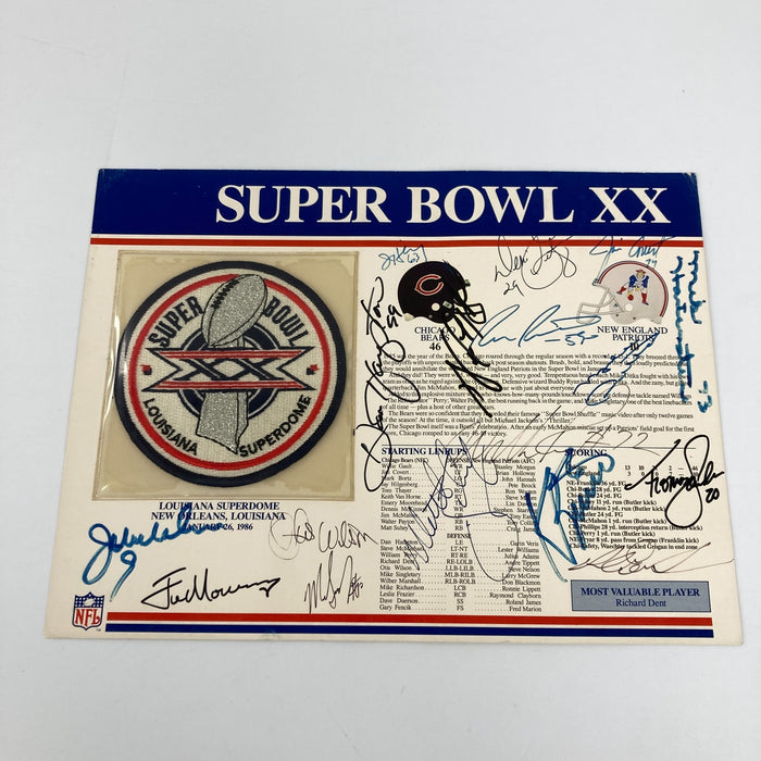 1985 Chicago Bears Super Bowl Champs Team Signed Patch Walter Payton PSA DNA COA