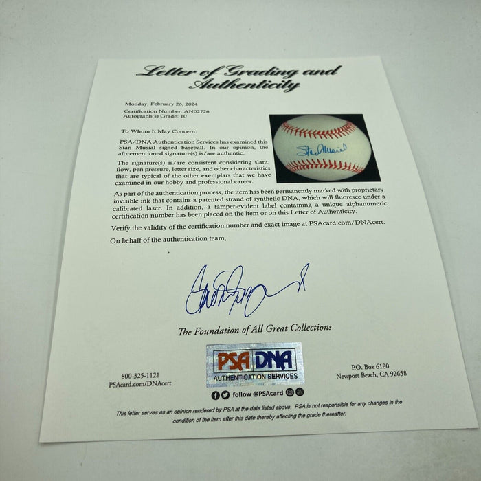 Stan Musial Signed National League Baseball PSA DNA Graded 10 GEM MINT