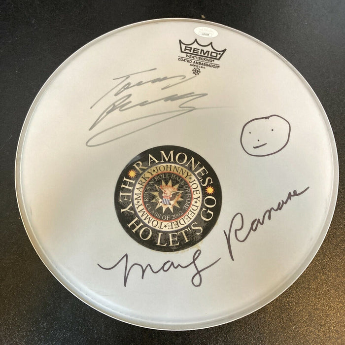 Tommy Ramone & Marky Ramone The Ramones Signed Drumhead JSA COA