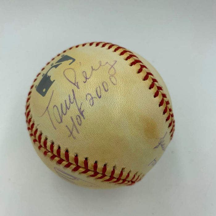 Sparky Anderson Carlton Fisk Tony Perez HOF Class Of 2000 Signed Baseball JSA