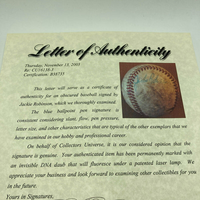 Jackie Robinson Signed 1940's Game Used National League Baseball PSA DNA COA