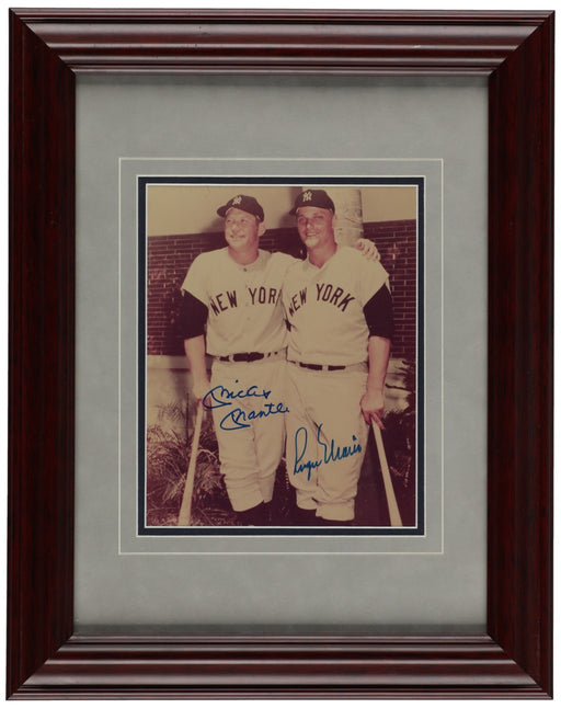 Beautiful Mickey Mantle & Roger Maris Signed Framed Photo New York Yankees PSA