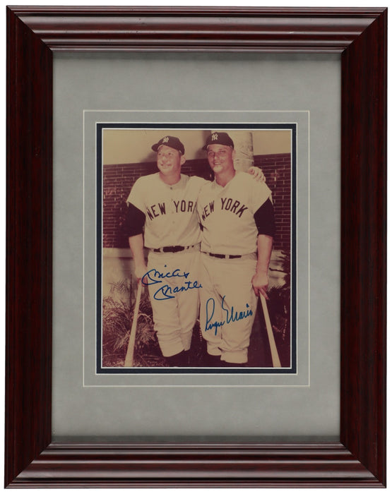 Beautiful Mickey Mantle & Roger Maris Signed Framed Photo New York Yankees PSA