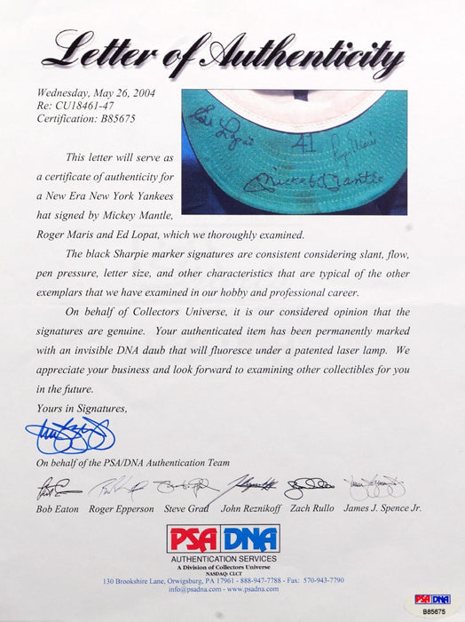 Mickey Mantle & Roger Maris Signed 1960's Game Used Baseball Hat Cap PSA DNA COA