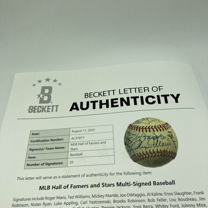 Mickey Mantle Joe DiMaggio Roger Maris Ted Williams Signed Baseball Beckett COA