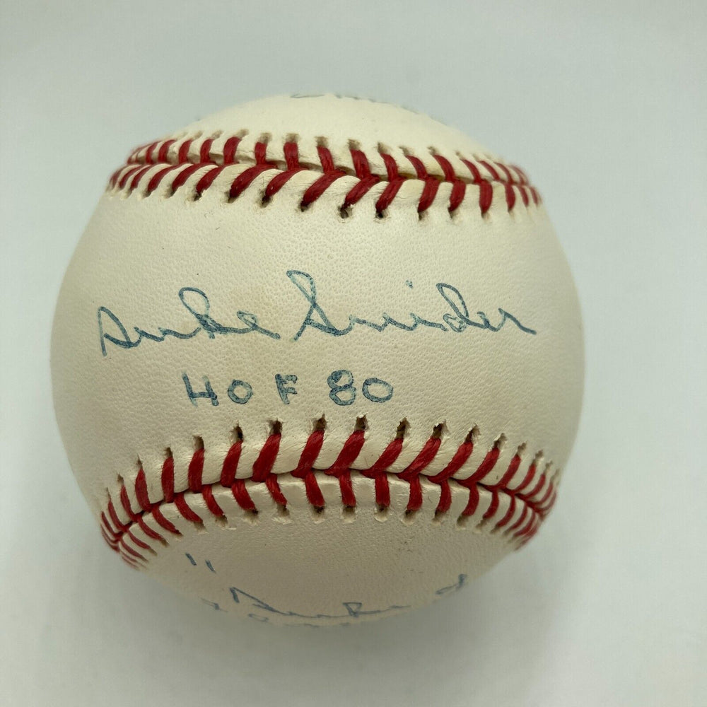 Duke Snider Signed Heavily Inscribed Career STAT Baseball Reggie Jackson COA