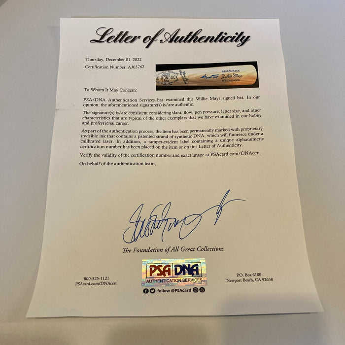 Willie Mays Signed Adirondack Game Model Baseball Bat With PSA DNA COA