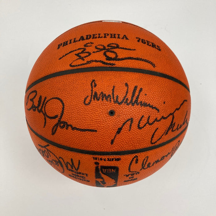 1983-84 Philadelphia 76ers Team Signed Vintage Game Issued Basketball JSA