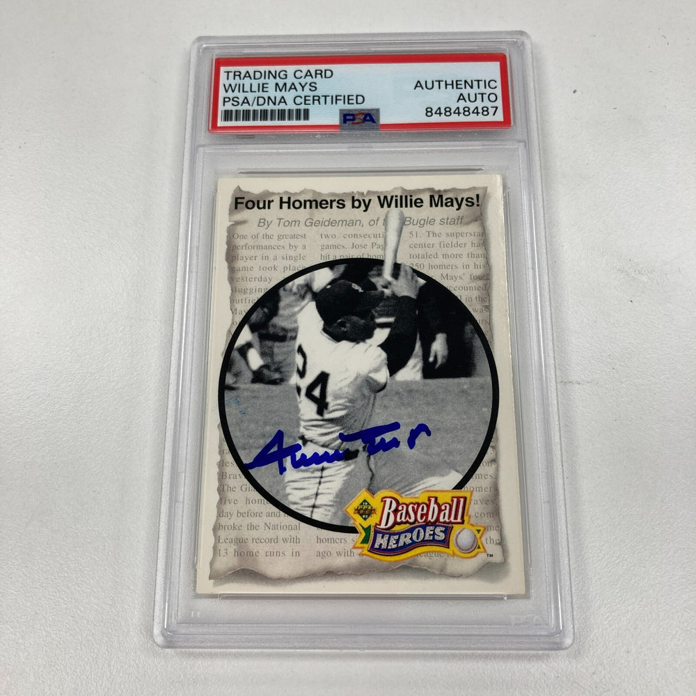 1992 Upper Deck Willie Mays Baseball Heroes Signed Baseball Card PSA DNA