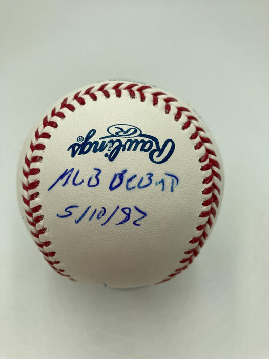 Willie McGee Signed Heavily Inscribed STAT Baseball JSA Certified