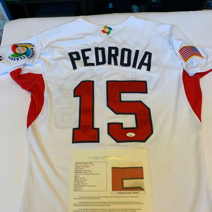 Incredible Dustin Pedroia Signed 2009 Wbc Game Used Jersey Uniform Mears  A10 Jsa