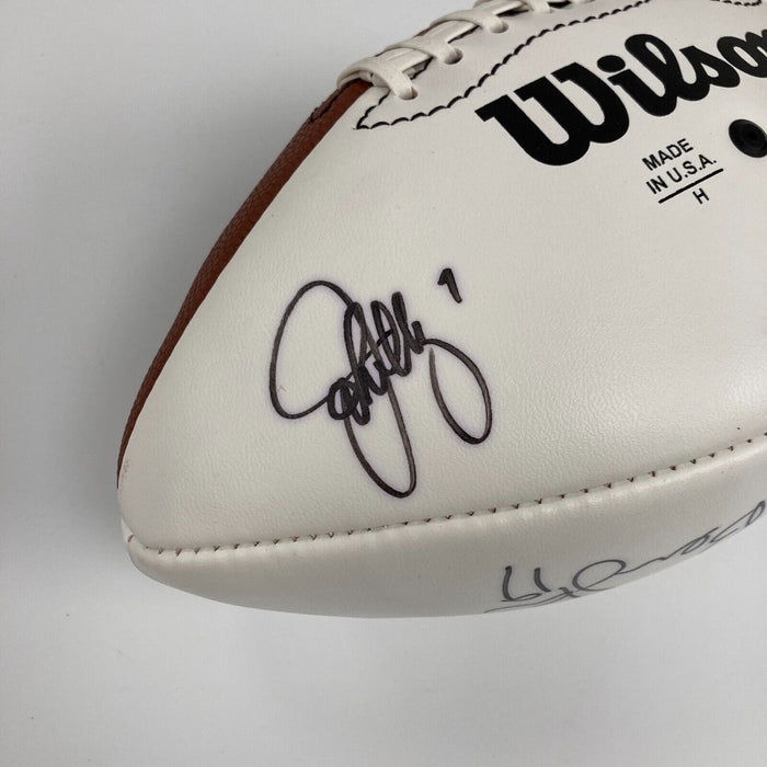Dan Marino John Elway Drew Brees Quarterback Challange Signed Football JSA COA