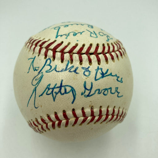 Lefty Grove & Sam Rice HOF Signed 1950's American League Baseball JSA COA