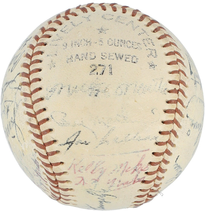 1956 New York Yankees World Series Champs Team Signed Baseball Mickey Mantle JSA