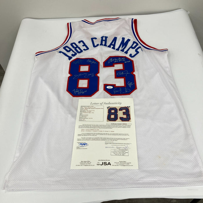 1982-83 Philadelphia 76ers NBA Champions Team Signed Jersey JSA COA
