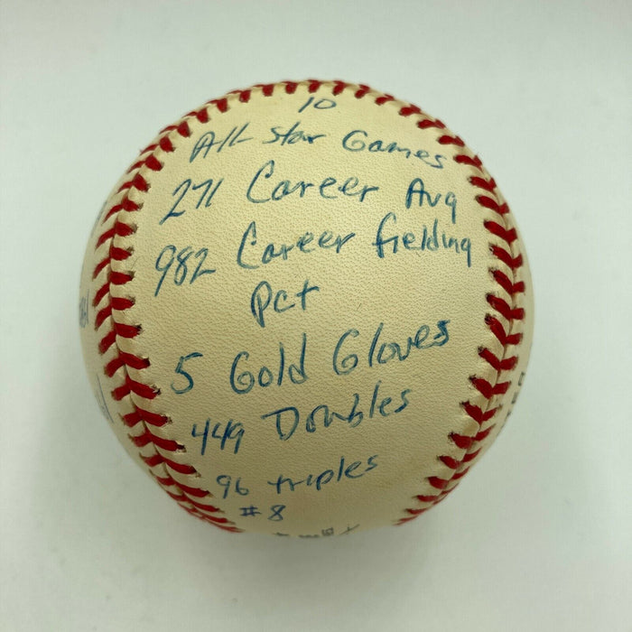 Joe Morgan Signed Heavily Inscribed Career STAT Baseball Reggie Jackson COA