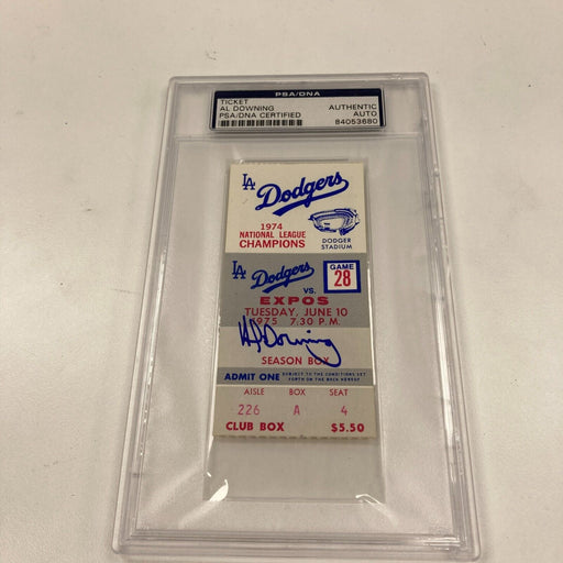 Al Downing Signed 1974 Los Angeles Dodgers Ticket PSA DNA