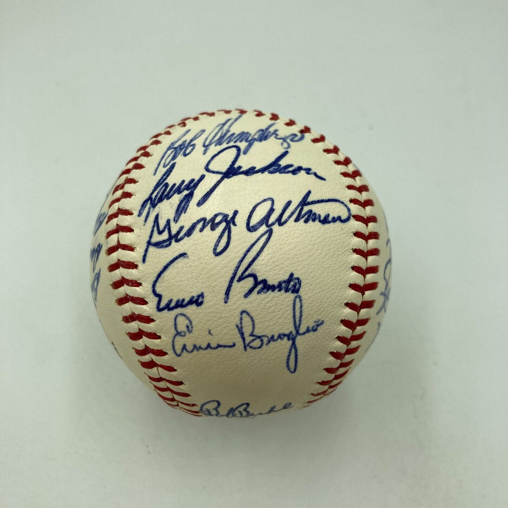 Beautiful 1965 Chicago Cubs Team Signed Baseball Ernie Banks Ron Santo JSA COA
