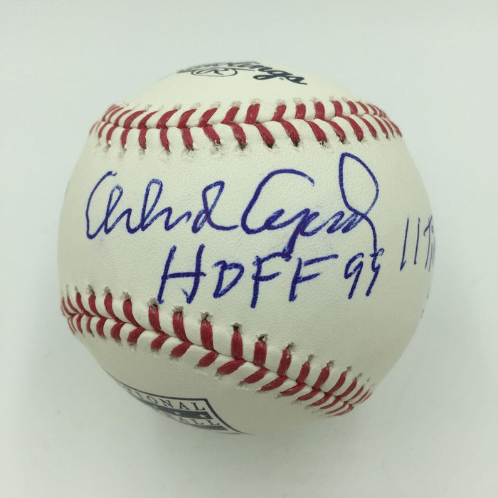 Orlando Cepeda Signed Heavily Inscribed Stat Baseball Hall Of Fame Logo JSA COA