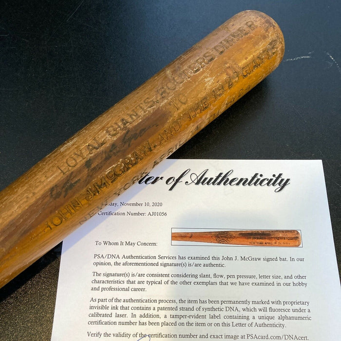 John McGraw Single Signed 1929 Spalding Baseball Bat PSA DNA COA