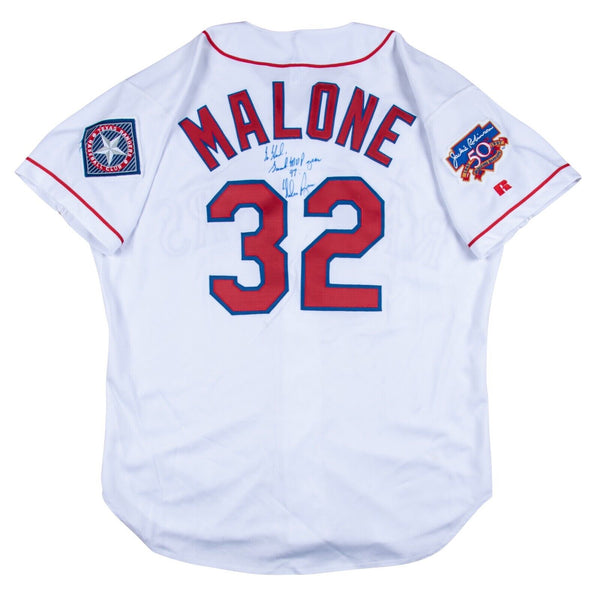 Karl Malone Game Issued Texas Rangers Jersey Signed By Nolan Ryan Beckett COA