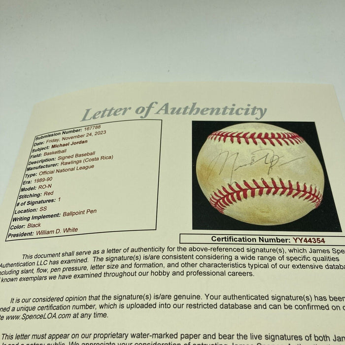 Michael Jordan Signed 1989 Official National League Baseball JSA COA