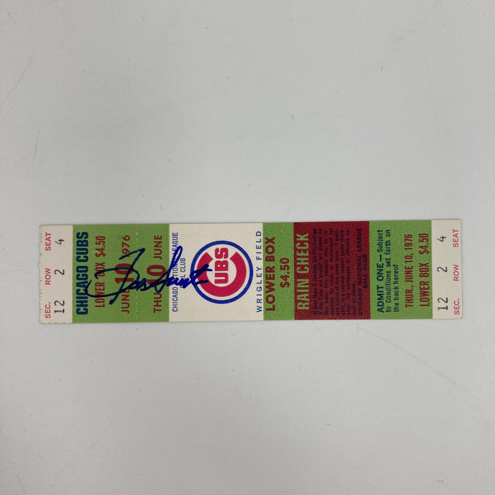 Ron Santo Signed 1976 Chicago Cubs Full Ticket JSA COA