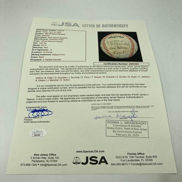 Sandy Koufax Nolan Ryan Tom Seaver Pitching Greats Multi Signed Baseball JSA COA