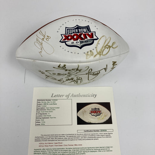 Kurt Warner Isaac Bruce St. Louis Rams Team Signed Super Bowl Football JSA COA
