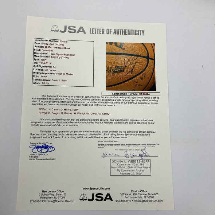 2011 Phoenix Suns VS Boston Celtics Team Signed Game Used Basketball JSA COA