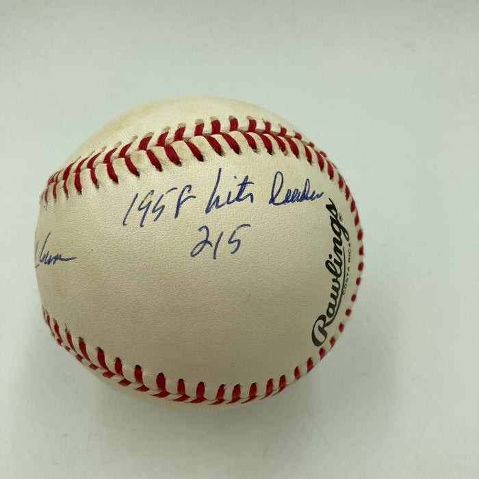 Richie Ashburn 1958 Hits Leader 215 Hits Signed Inscribed Baseball PSA DNA COA