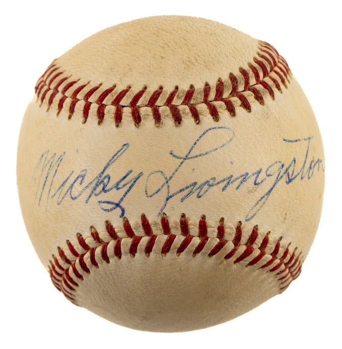 Mickey Livingston Single-Signed 1950's NL Baseball Brooklyn Dodgers JSA COA