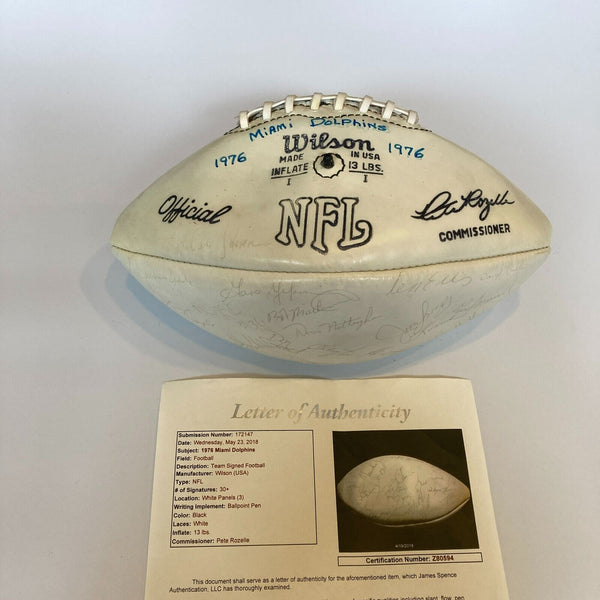1976 Miami Dolphins Team Signed Vintage Wilson Football With JSA COA